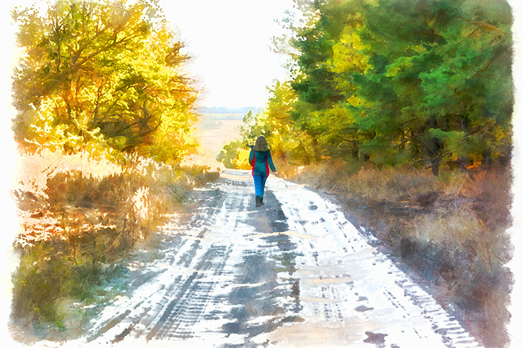 person walking on a trail