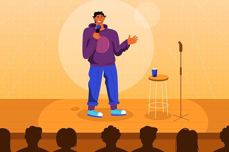 Person performing stand-up comedy