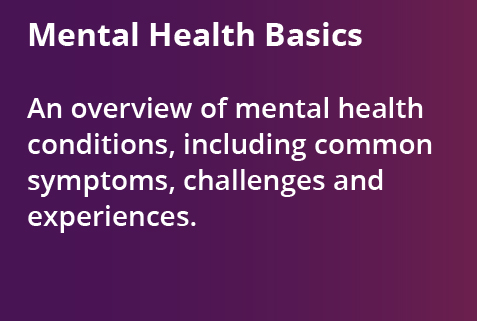 Mental Health Basics - an overview of mental health conditions, including common symptoms, challenges and experiences.