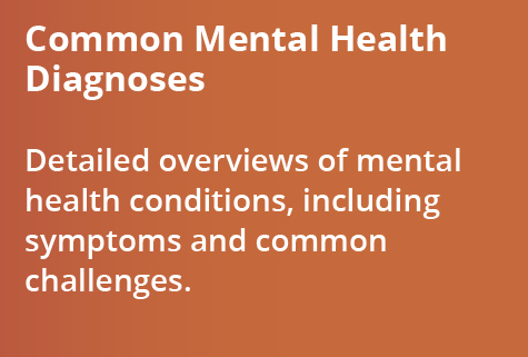 Common Mental Health Diagnoses - Detailed overviews of mental health conditions, including symptoms and common challenges.