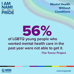 56%25 of LGBTQ young people who wanted mental health care in the past year were not able to get it.