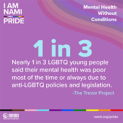 1 in 3 lgbtq young people said their mental health was poor most of the time or always due to anti-lgbtq policies and legislation.