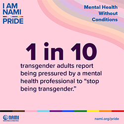 1 in 10 transgender adults report being pressured by a mental health professional to stop being transgender.