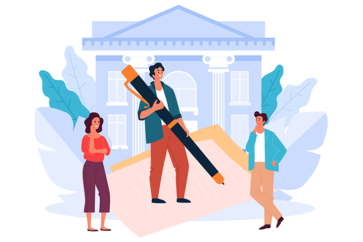 Illustration of person holding a pen