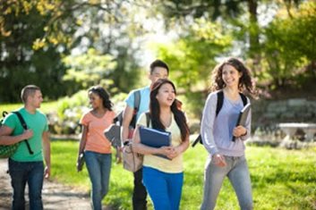 college students walking