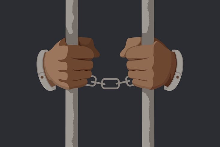 illustration of hands on jail bars