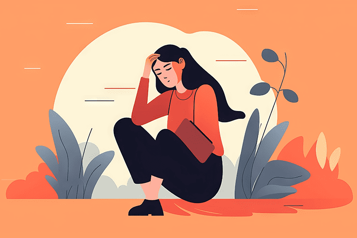 Illustration of woman holding her head