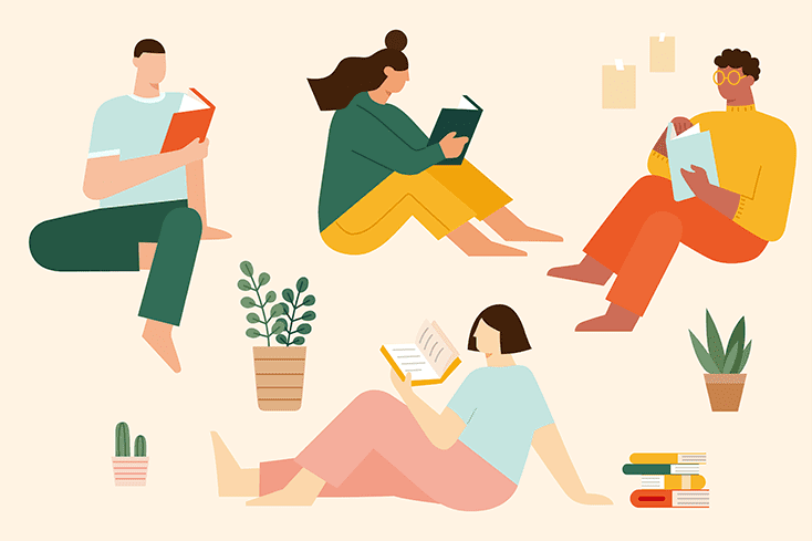 Students reading novels