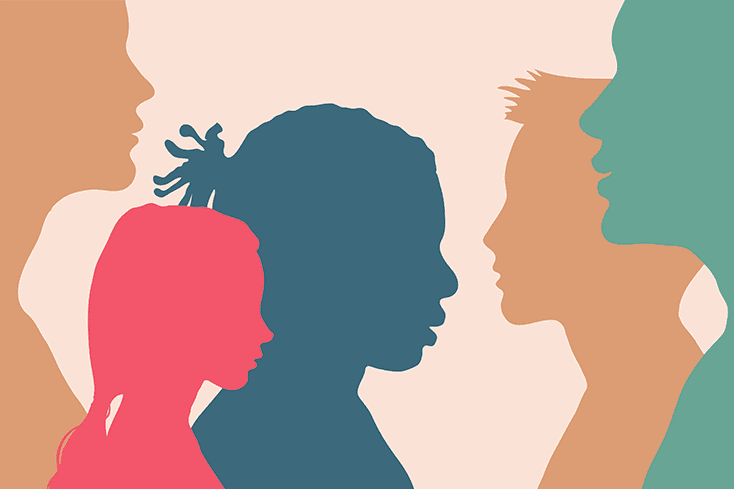 Illustration of various children's profiles