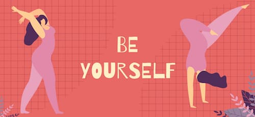 Illustration of dancers around the words Be Yourself