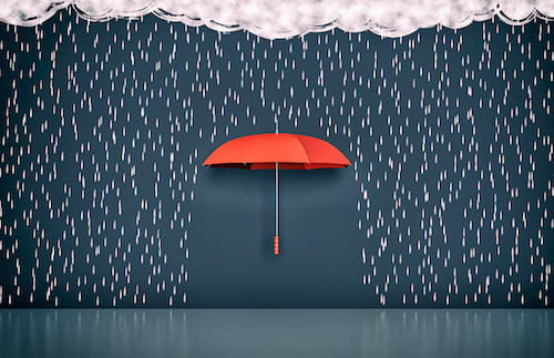 Backdrop featuring a red umbrella and rain drops