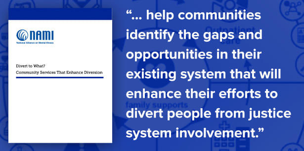 Report cover image and quote about diverting people from justice system involvement