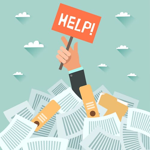 illustration of hand holding up a help sign