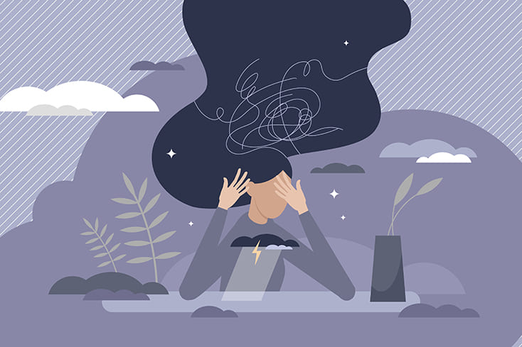 illustration of a stressed out woman