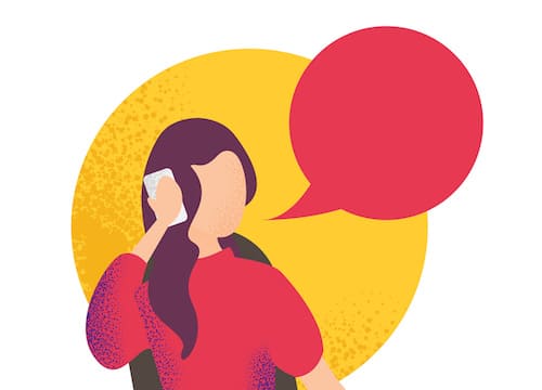 illustration of a woman talking on a phone