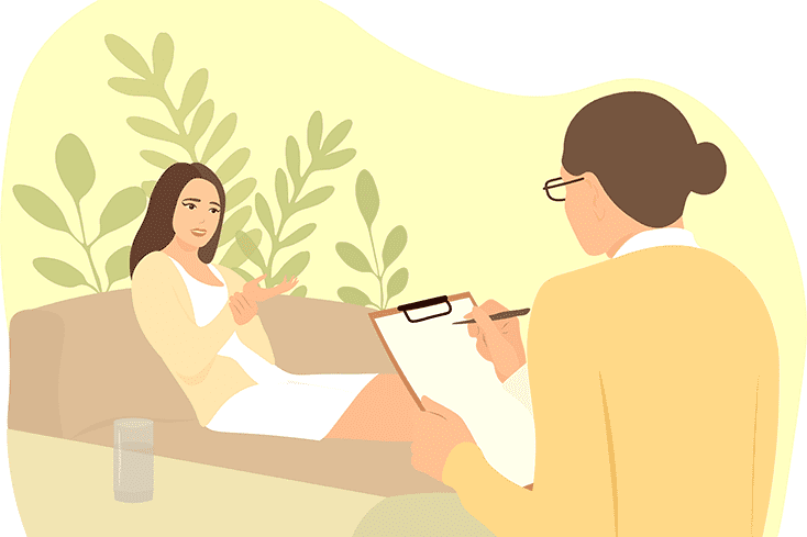 woman speaking with psychiatrist