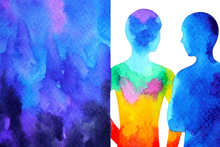 watercolor outline of two people