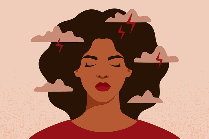 woman in storm clouds