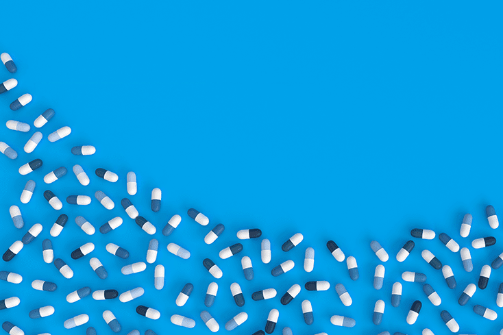 Medicine on a blue background