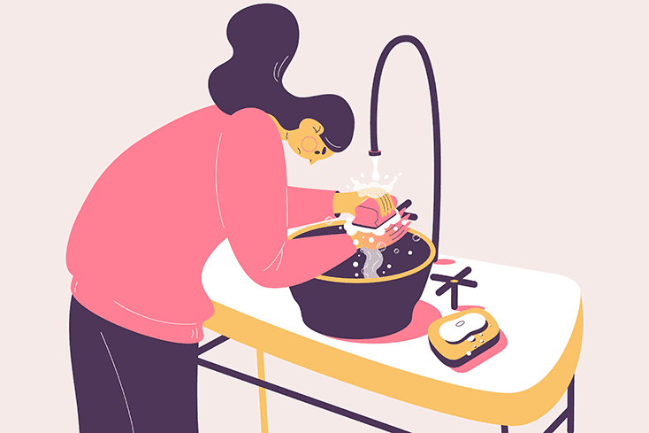 Woman washing hands