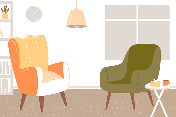 Illustration of room with two chairs