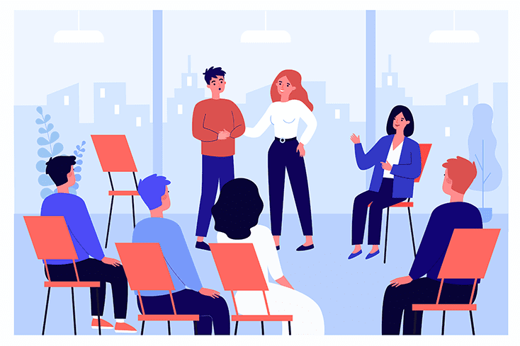 Illustration of group of people having a business meeting