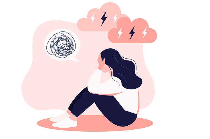 Illustration of woman with brain fog